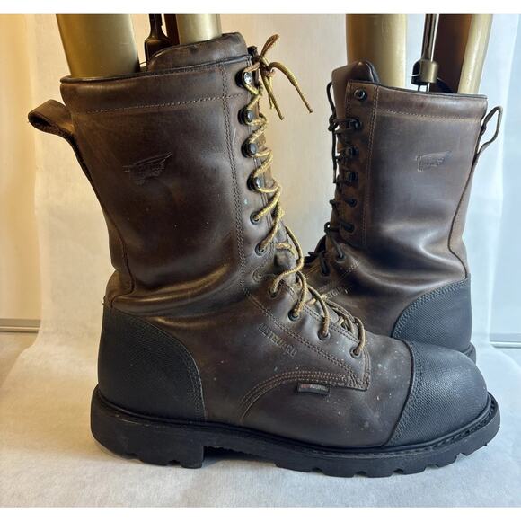 Red Wing Shoes Men\'s Leather Boots Brown Steel Toe Size 14 D Work Style No. 4499 main image 11